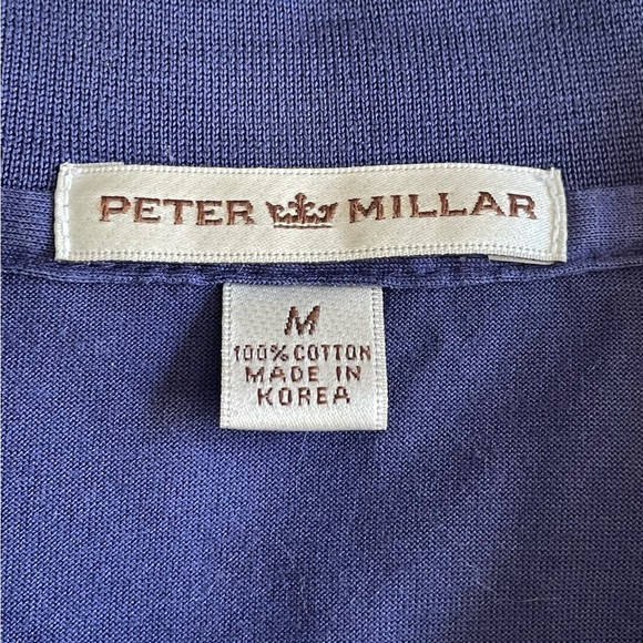 Men's Peter Millar Korea Blue Polo Shirt Golf Tee Medium 100% Cotton Hiking - Picture 4 of 8